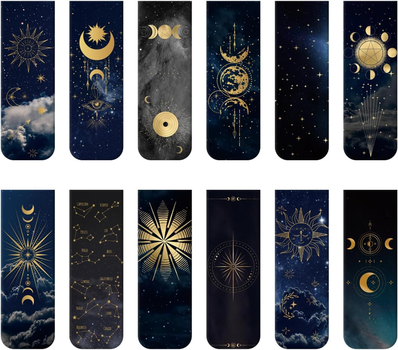 PQCLXUYA 12 Pcs Space Moon Magnetic Bookmarks,Magnet Page Markers for Book Lovers, Kids Teens Students Teachers Reading School Library Office Accessories 12 Styles (Space Moon) image number 6