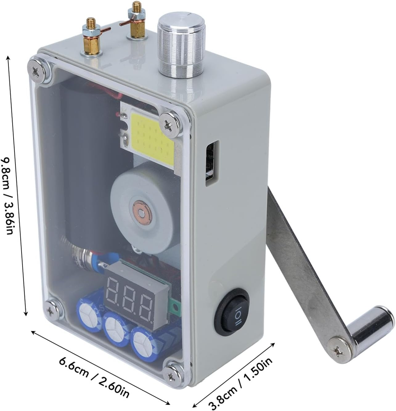 Lighting/Ignition Hand Crank Generator, Hand Crank Charge Generator USB Charger with COB Light, Super Capacitor Storage Emergency Survival Dynamotor image number 6