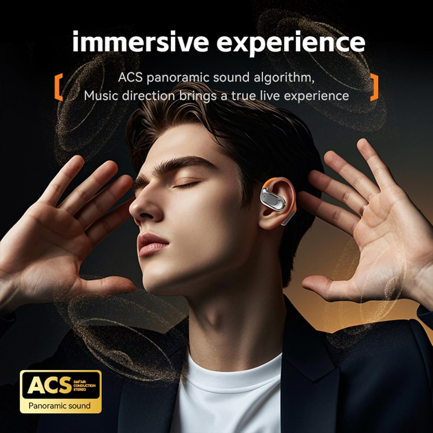 Moorstdel Open Ear Headphones, 5.4 Bluetooth Headphones Wireless, AI Translator Headphones, Translator Earbuds, Open Ear Bone Sound Sports Headphones for Running, Fitness - Grey image number 7