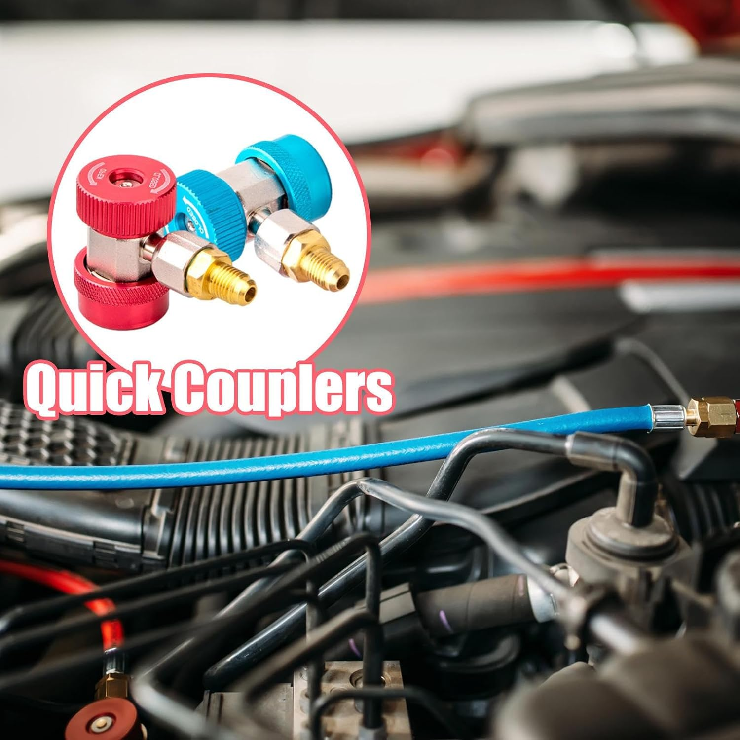 134A Adapter Fittings - AC Fittings R134A R1234Yf Adapter | 1234Yf to 134A Adapter, High/Low Pressure Hose Adapter Fitting, Quick Connector for Car Conditioner AC Charging Helves image number 5