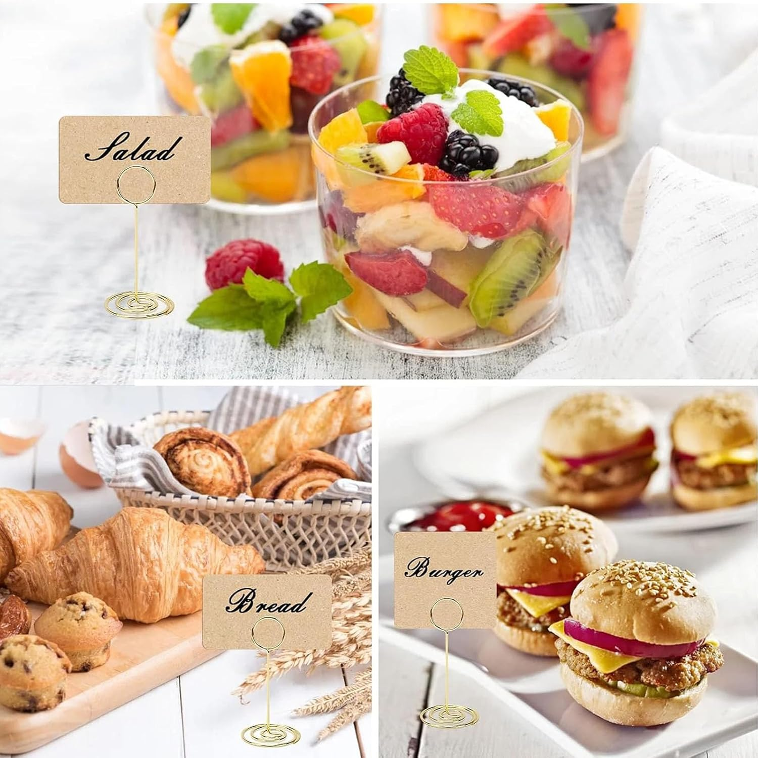 20 Pcs Gold Table Number Holders 3.35 Inch Short Wedding Place Card Stands for Reception, Party, Graduation, Restaurant Centerpiece Decor, Photo Menu Memo Holder, Home Table Decorations image number 6