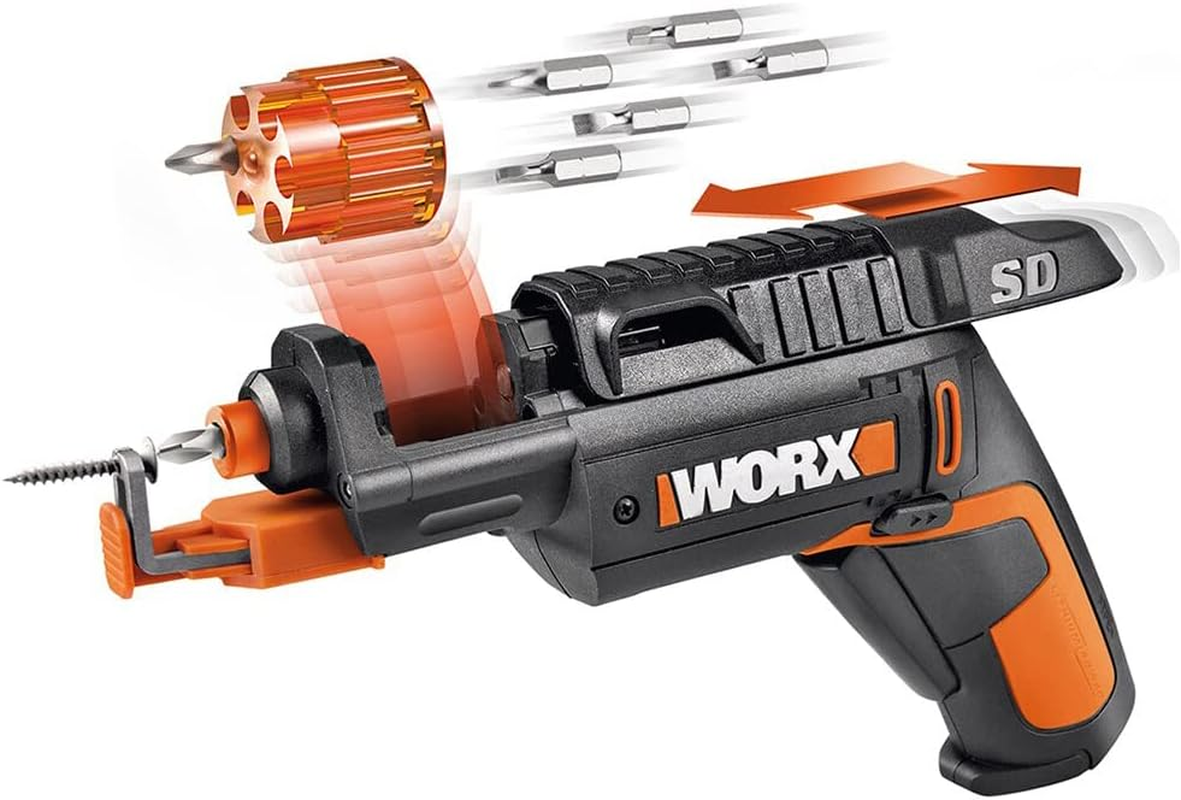 WORX WX255 Cordless Screwdriver with Automatic Bit Magazine Change & Optional Screw Holder for Fast, Effortless Screwing, 4V Screwdriver with Li-Ion Battery Includes 5 Bits & 1 Pre-Drill image number 4