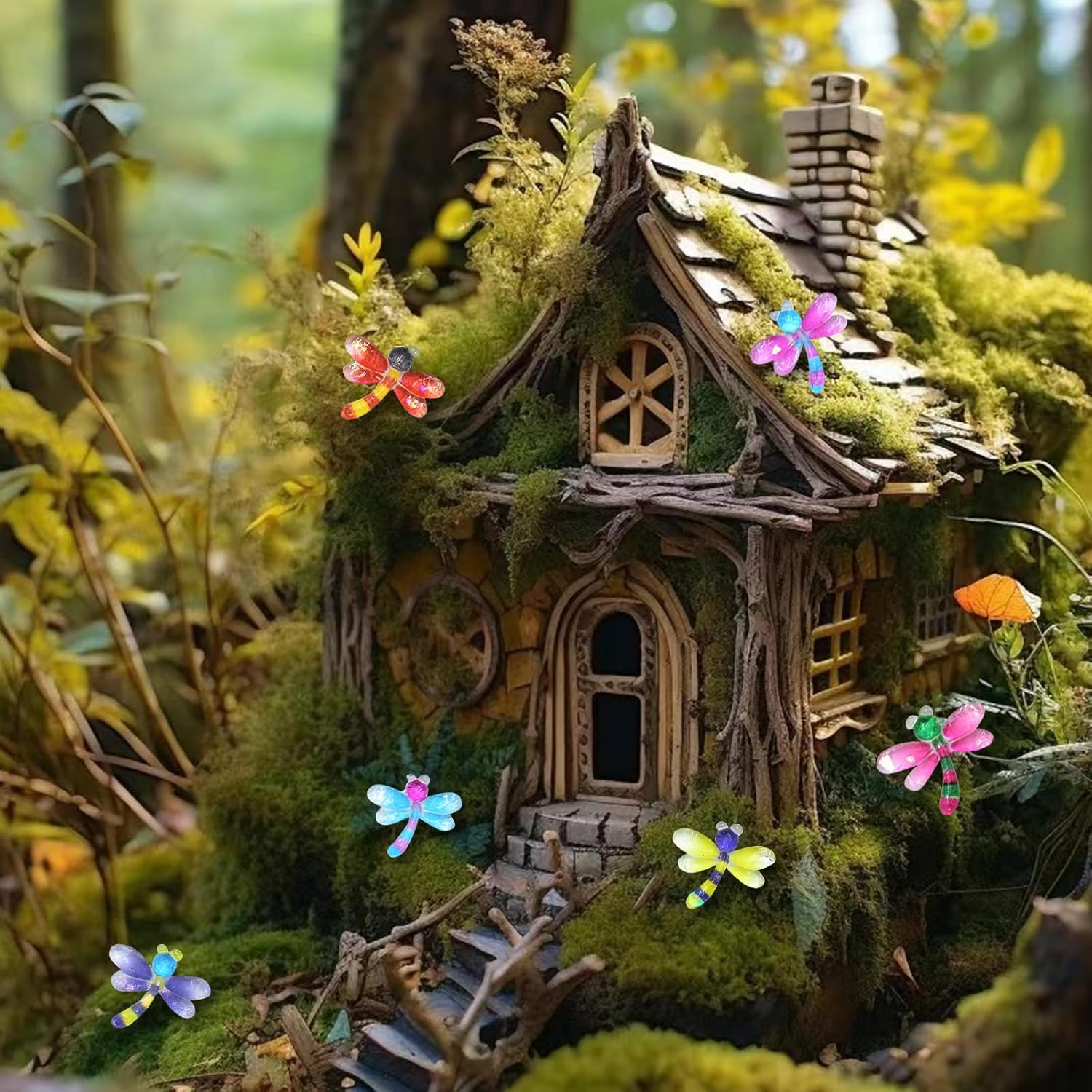 50PCS Mini Dragonfly for Crafts Dollhouse Miniature Resin Tiny Dragonflies for Fairy Garden Dollhouse Micro Landscaping Decoration image number 1