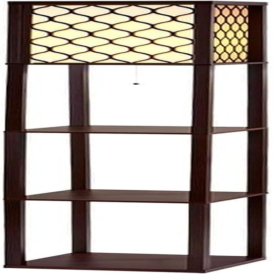 Artiss Floor Lamp, Vintage Wood Led Light Lamps Bookshelf Corner Shelf Standing Lights Display Stand Storage Organiser Home Decor for Living Room Bedroom, 3 Tier Shelves Pull-String Switch Brown