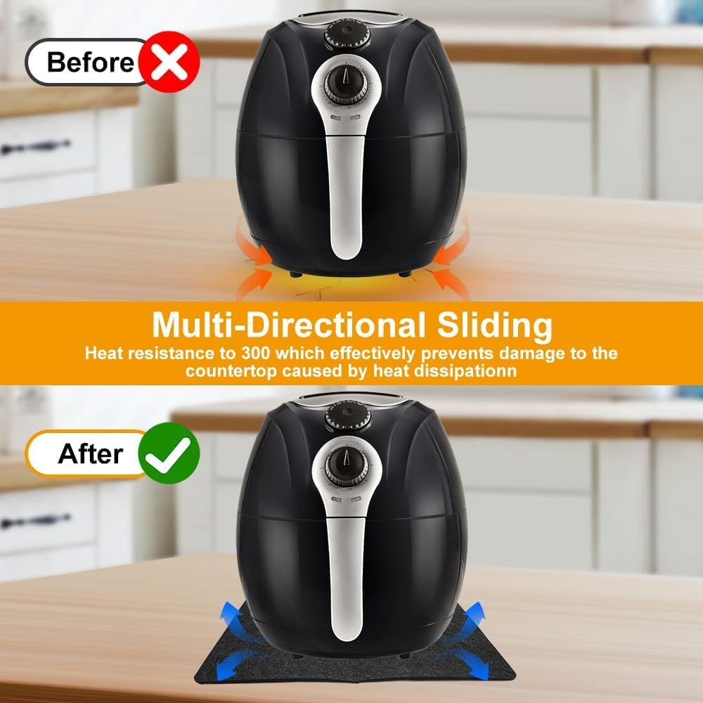 3 PCS Heat Resistant Mat for Air Fryer,17.3X 11.8 in Non Slip Heat Proof Mat, Countertop Heat Protector for Air Fryer, Coffee Maker, Toaster, Oven, Black image number 4