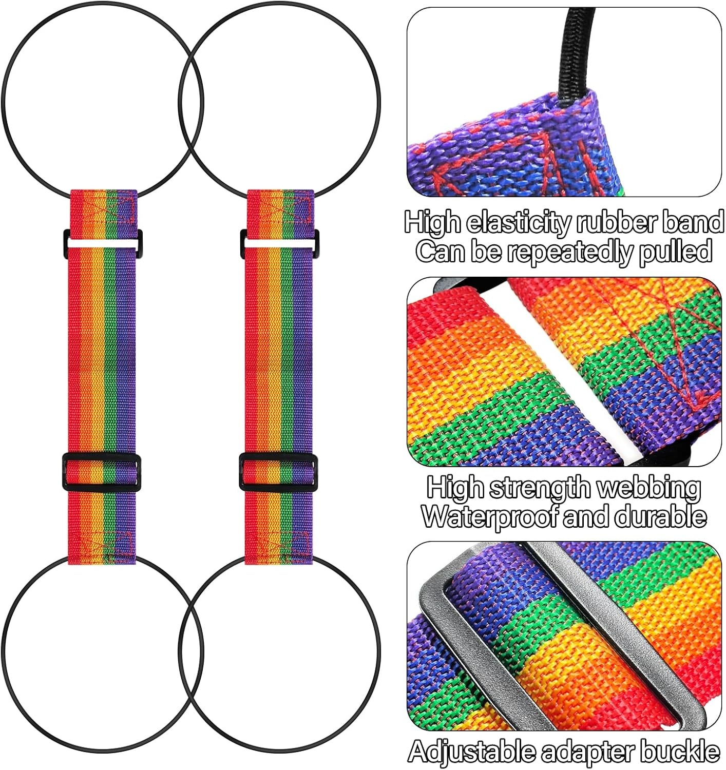 WELANE Bag Fastening Rope, 2 PCS Rainbow Colour Polyester Elastic Adjustable Luggage Straps for Suitcases and Bags image number 1
