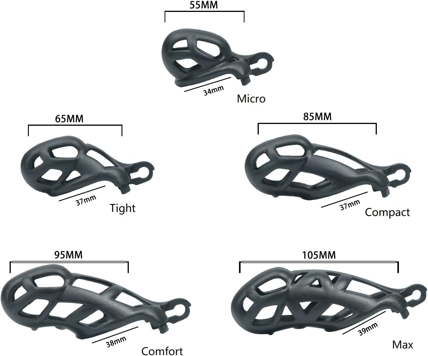 Male Chastity Cage with Lock & 4 Rings Resin Virginity for Men Cock Cage Chastity Device Male Restraint (Micro) image number 3