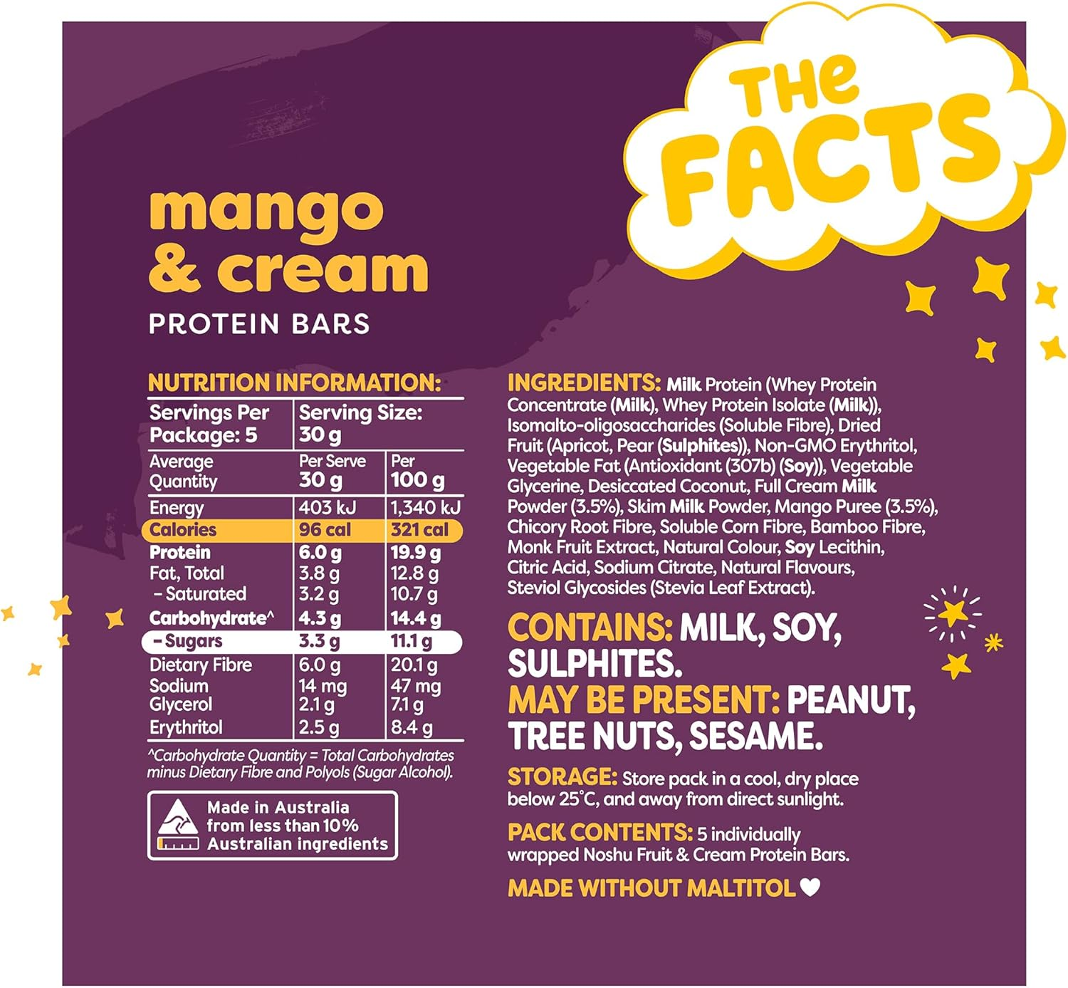 Noshu Mango & Cream Protein Bars &ndash; 5 Pack (150G) image number 1