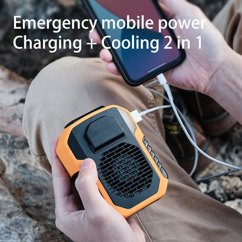 MARZIUS Outdoor 4 in 1 Function USB Waist Fan Belt Fan Clip on Personal Necklace Cooling Work Clothes Fan,3 Speed, Strong Airflow (Green) - Green image number 5