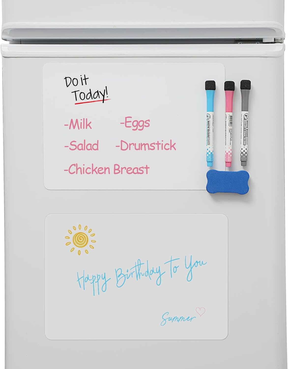 12X8 Inch Magnetic Dry Erase Whiteboard Sheet for Fridge,Dry Erase Board,3 Whiteboard Pens(Red Black Blue 1 Eraser,Magnetic Soft White Board for Home, Office, School (A4 1Pcs, White) image number 2