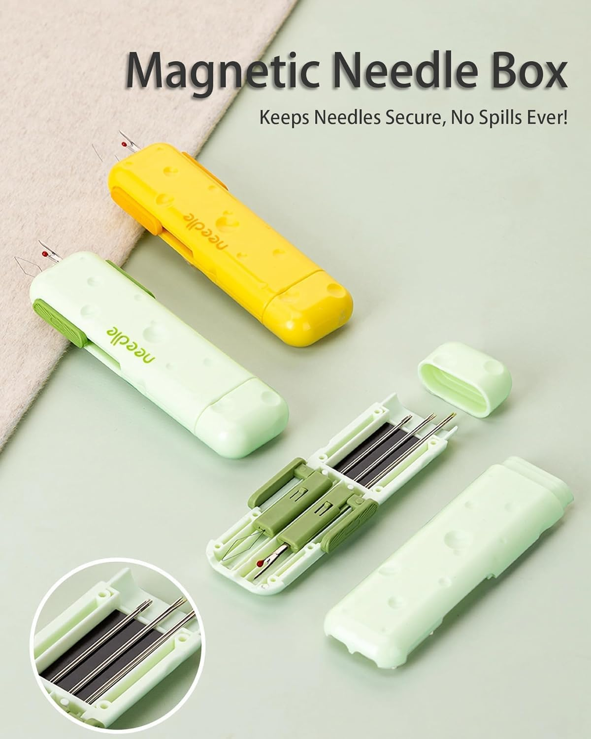 3 Pcs Needle Threader & Seam Ripper Set - 3-In-1 Multifunctional Sewing Tool Kit with Needle Storage Box | Essential Quilting & Sewing Supplies for Precision Stitch Removal Threading image number 4