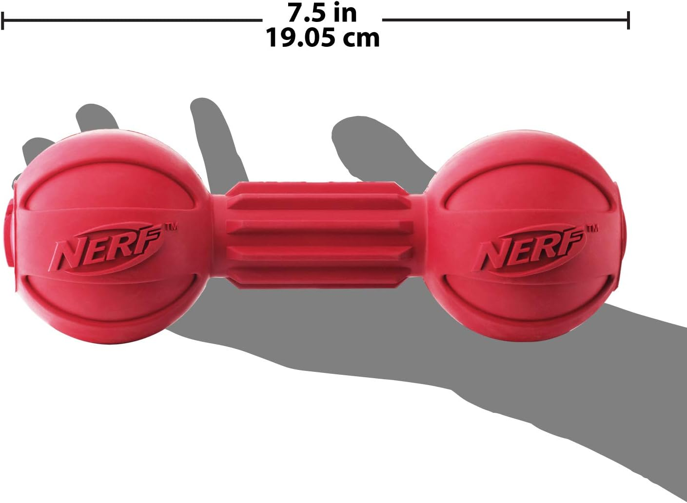 Nerf Dog Barbell Chew Dog Toy, Large, Red Medium image number 4