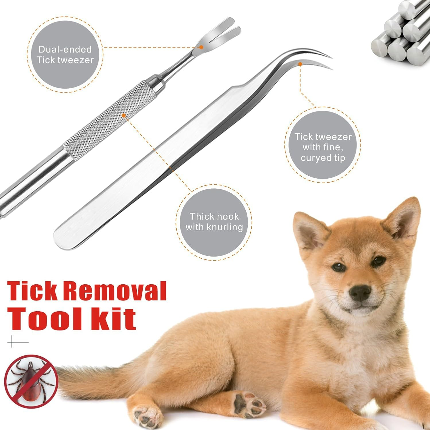 Mrcopetal Tick Remover Tool Kit, Stainless Steel Tick Tweezers + Remover Tick Key, 4 Pack Quick & Safe Tick Twister Removal Tools for Dogs Cats Humans image number 3