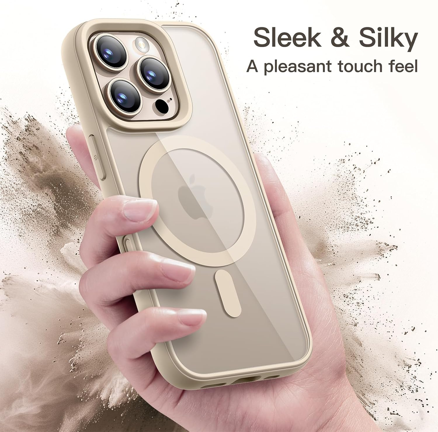 Jetech Magnetic Case for Iphone 16 Pro Max 6.9-Inch Compatible with Magsafe, Shockproof Phone Bumper Cover, Solid Color Matte TPU Frame, Anti-Scratch Clear Back (Desert Titanium) - Natural Titanium image number 5