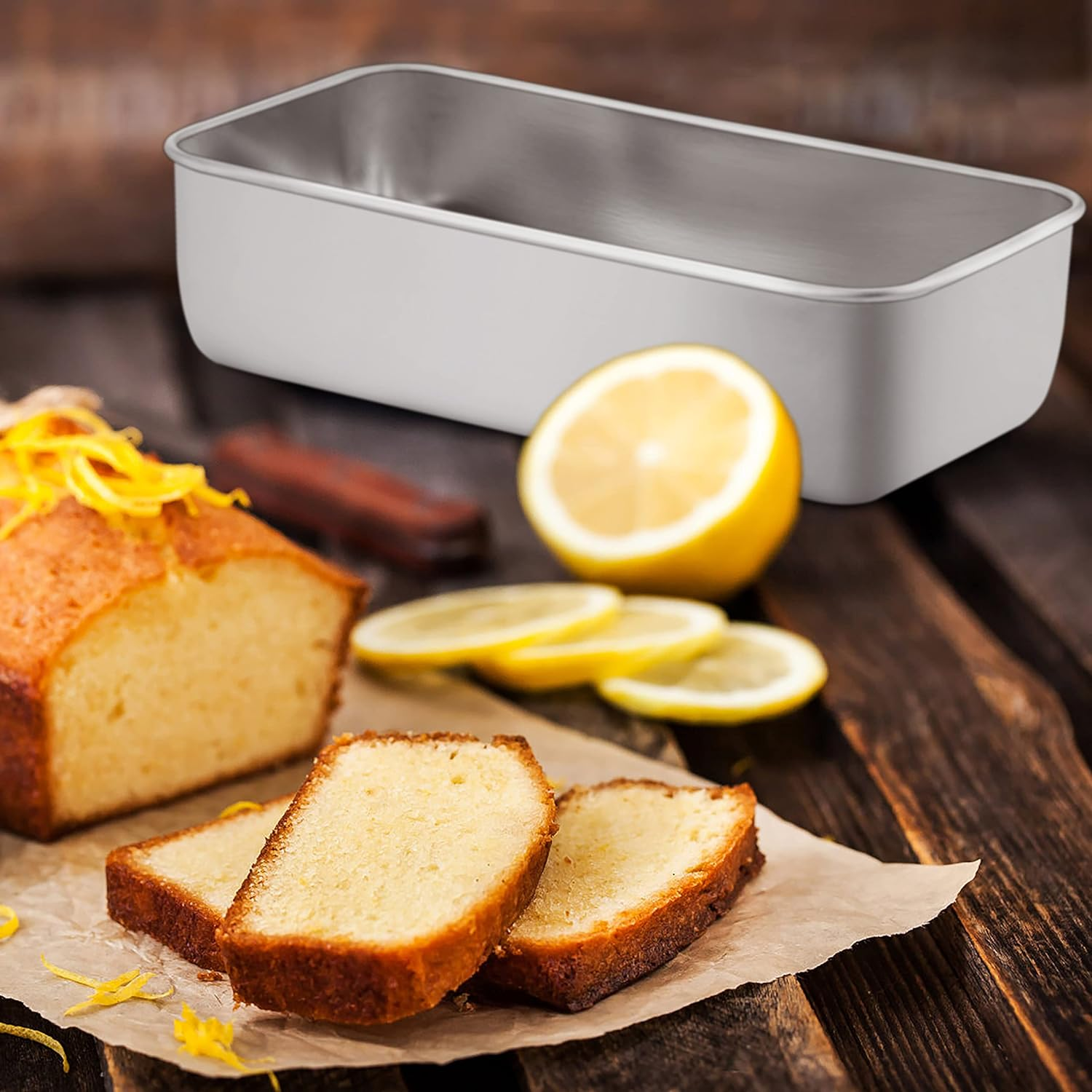 Herogo Loaf Tin, 2Lb Stainless Steel Bread Tin for Baking Set of 2, Rectangular Metal Banana Bread Tin for Toast, Bread, Cake, Lasagna, Healthy & Non-Toxic, Oven & Dishwasher Safe, 23.5X12.5 Cm image number 3