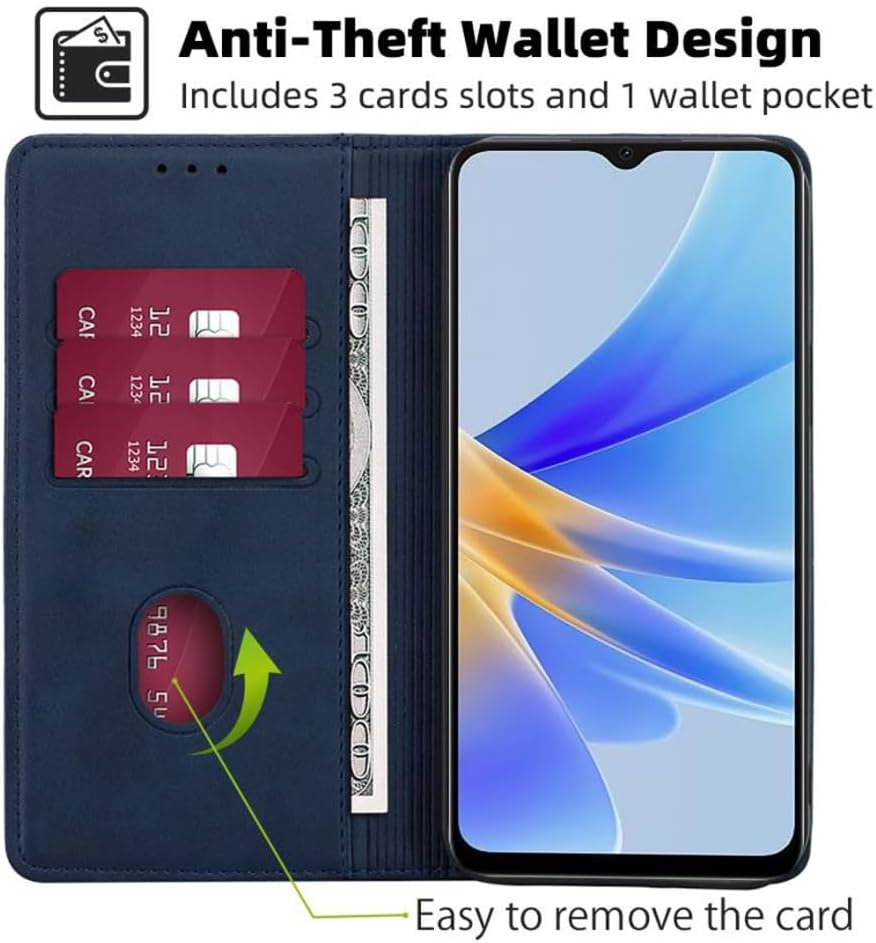 FORZARMOR for Motorola Moto G15 4G (6.72 Inch) Case Wallet Cover PU Leather Pockets Shockproof Magnetic Flip Card Holder (For Moto G15 4G, Blue) image number 3