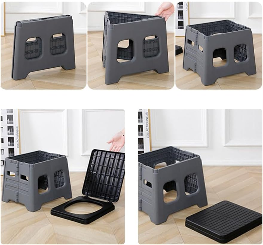 Folding Toilet, Folding Trash Can, Portable Folding Toilet Reusable, Outdoor Travel Car Portable Toilet with Garbage Bag, Storage Bag, Hardener, for Home, Camping, Long Trips, Beach Us image number 6