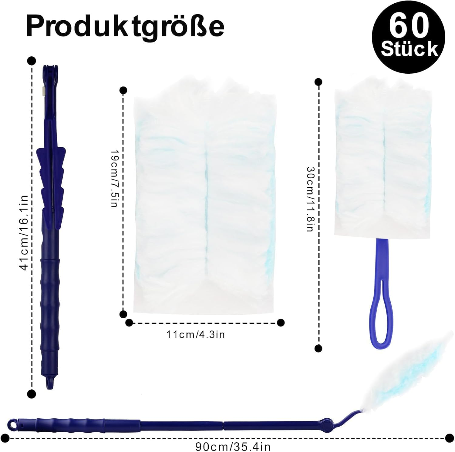 60 Pieces Dust Magnet Duster with 1 Handle, 1 Telescopic Rod, Microfiber Duster Set Cleaning Tool for Office, Electric Filter, Cleaning Tool for Cleaning image number 3