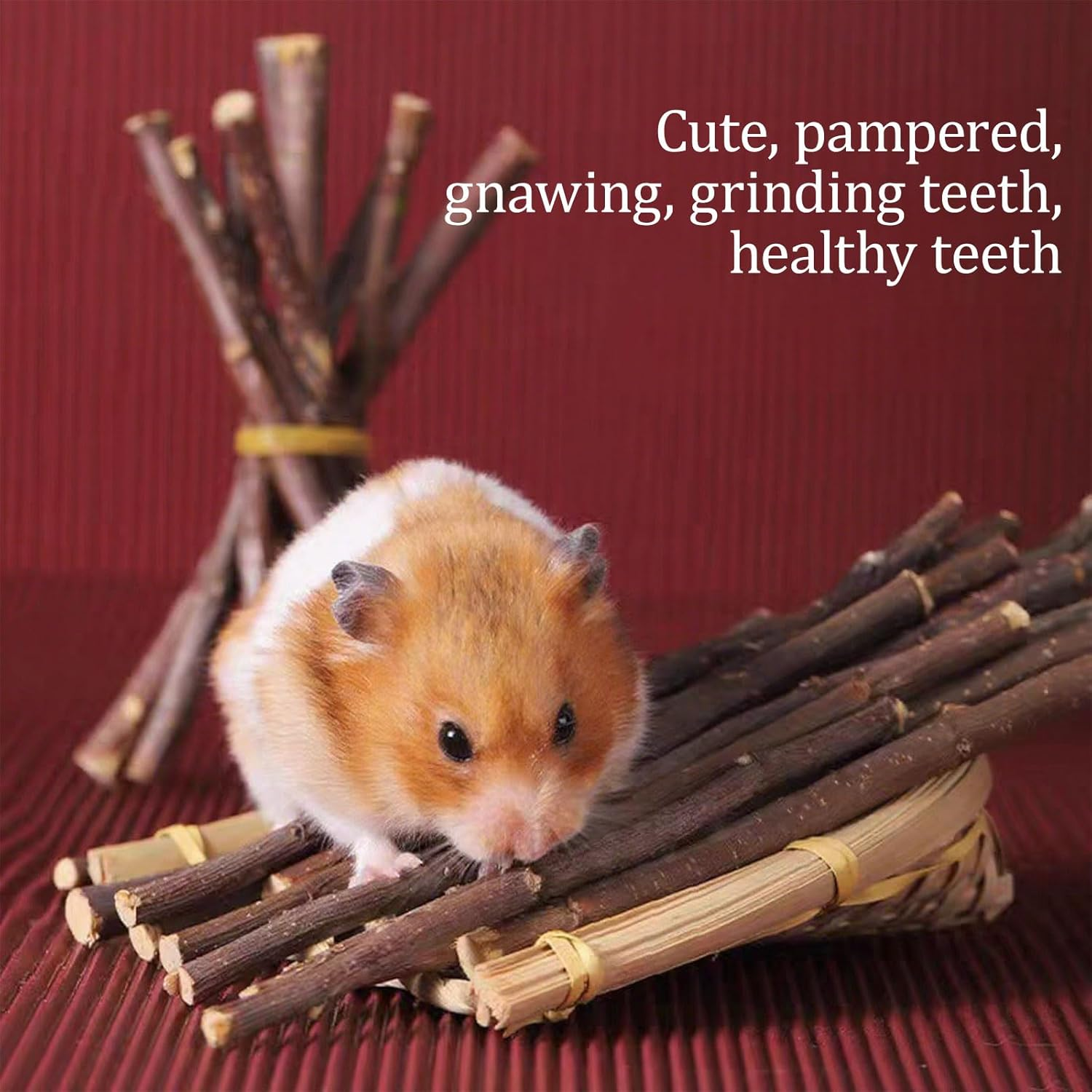 Turadh 200G Natural Apple Wood Chew Sticks,Small Animal Dental Chew Toys for Rabbits, Guinea Pigs, Chinchillas, Hamsters, Bunny Treats with Timothy Hay, Molar Teeth Stick, Rabbit Food