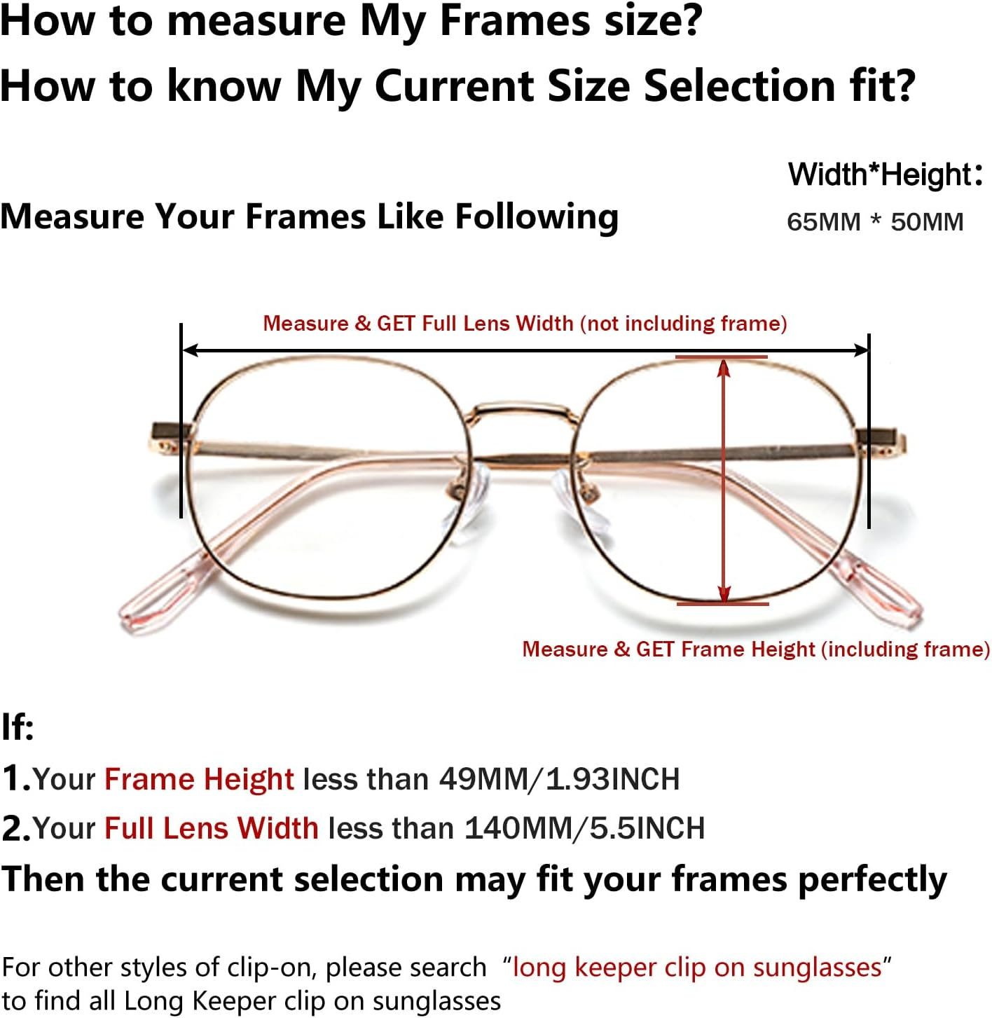 Long Keeper Polarized Clip on Sunglasses over  Women Men with UV Protection Clip on Cat Eyeglasses