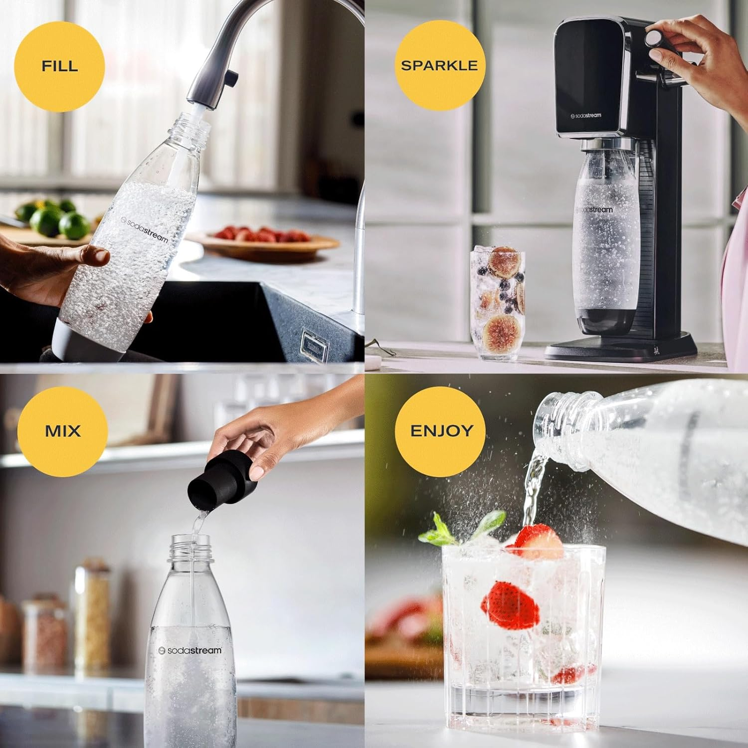 Sodastream - ART Black Sparkling Drink Maker | Quick Connect CO2 | Eco-Friendly Reusable Bottle | Stylish Kitchen Appliance image number 6