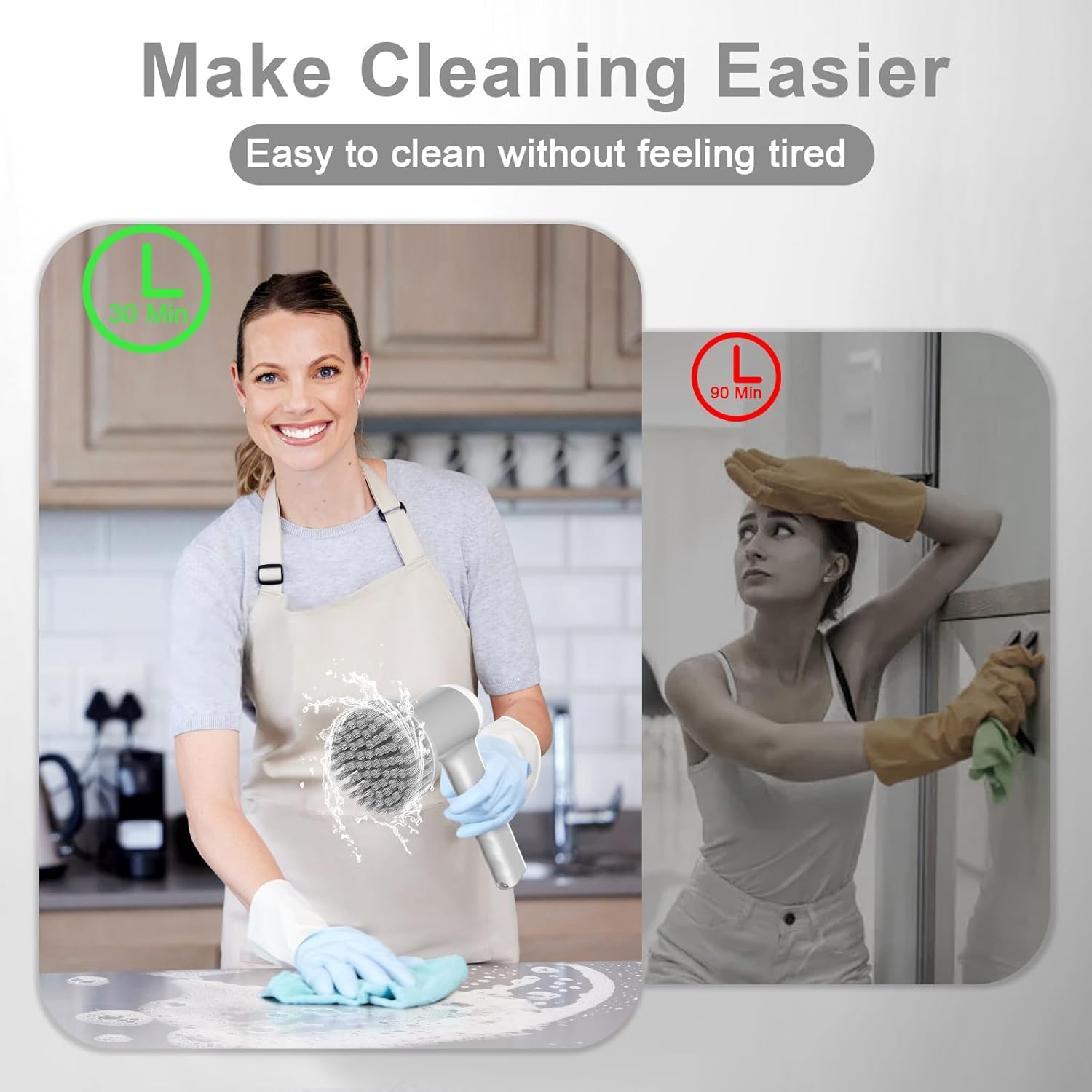 Cordless Electric Spin Scrubber &ndash; 5-In-1 Waterproof Brush Set with 2 Speeds & LED Display | Ideal for Bathroom Grout, Kitchen Grease, Tile & Tubs image number 4