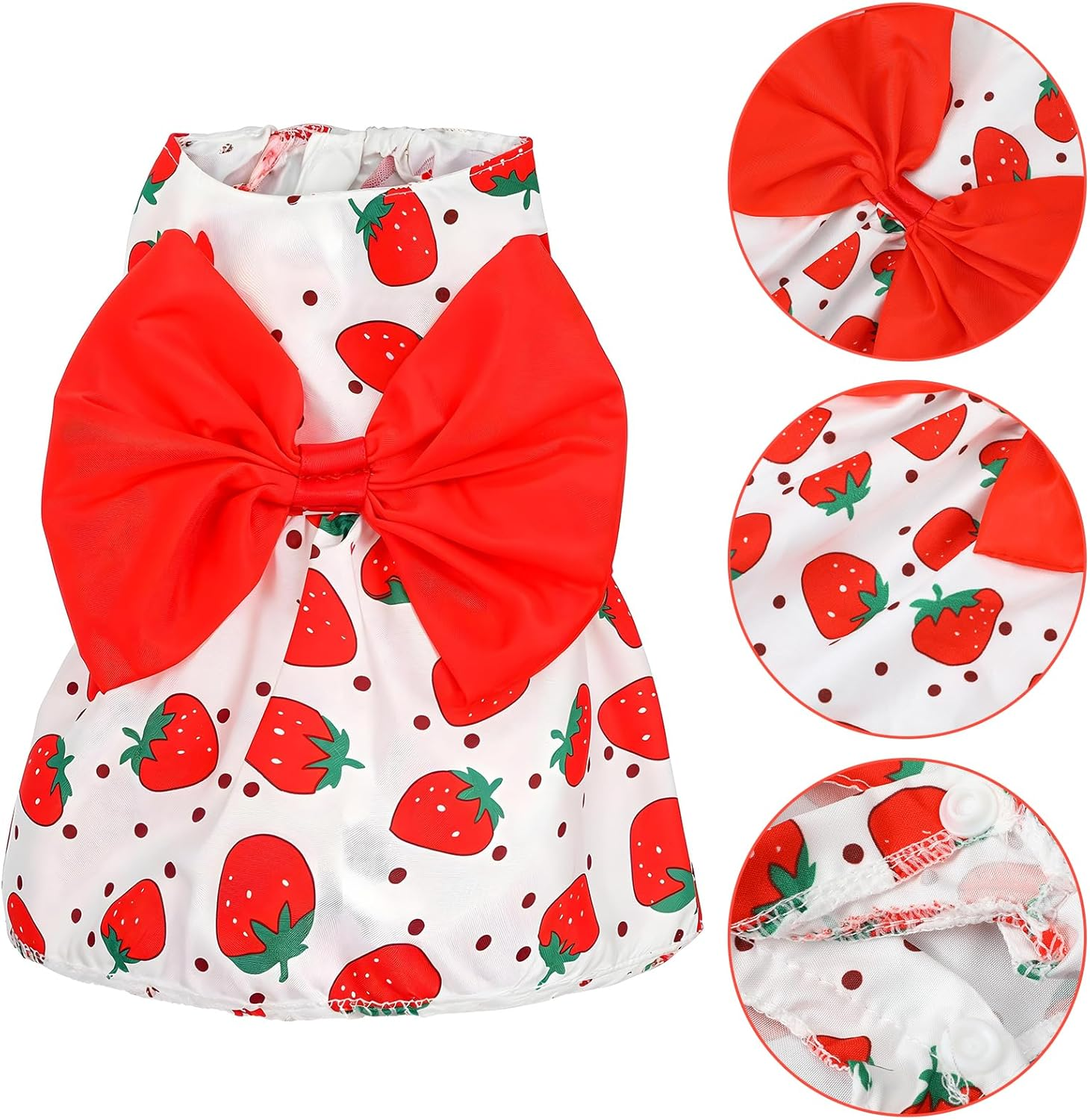 Telooco 2 Pcs Puppy Clothes for Small Dogs Girl Summer Bow Clothes for Dogs Printed Strawberry Small Dog Dresses for Chihuahua, Yorkshire Terrier Puppy and Kittens(Pink, Red)