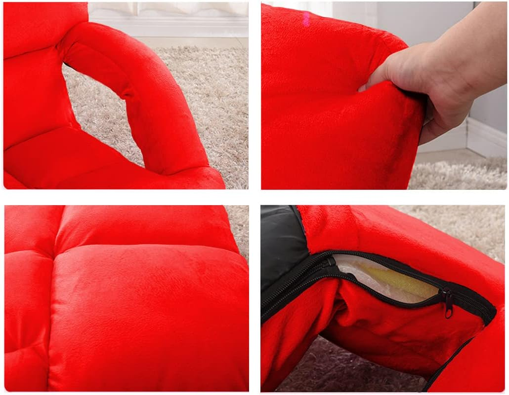 SOGA Foldable Lounge Cushion Adjustable Floor Lazy Recliner Chair with Armrest Red image number 6