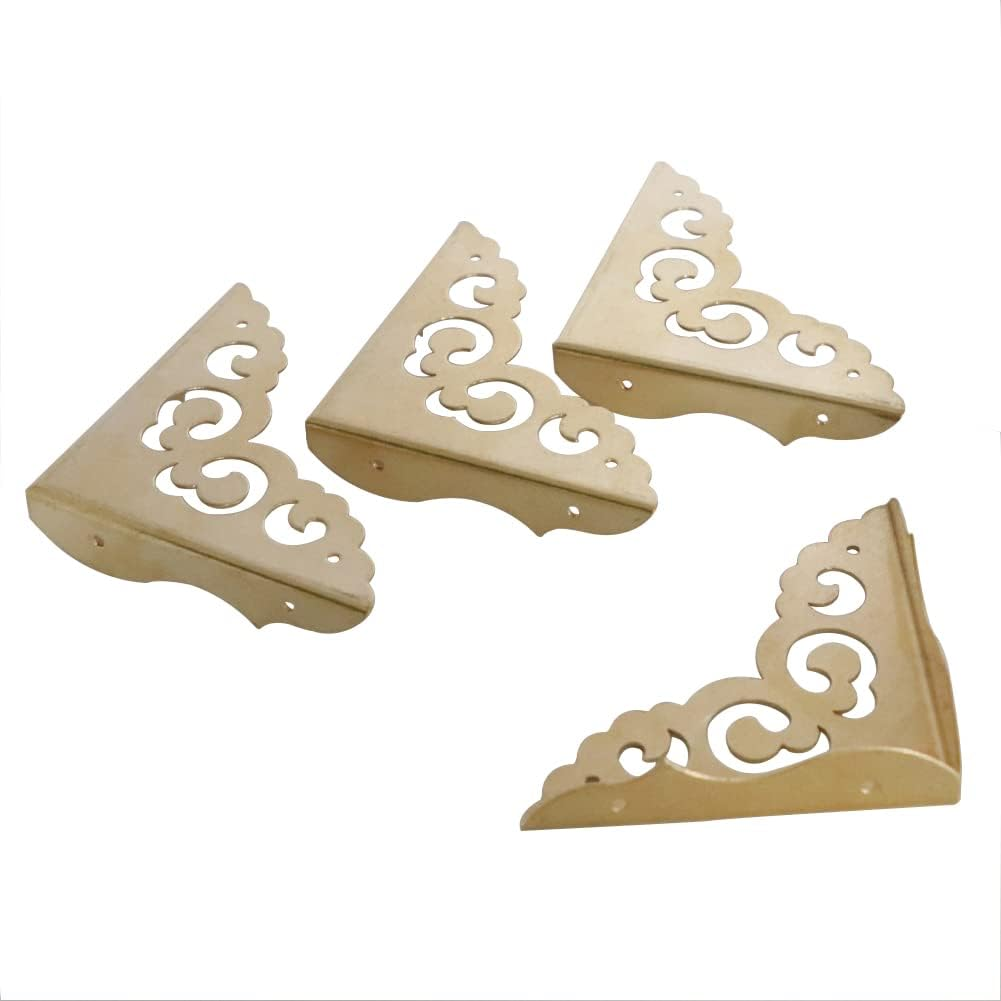 4Pcs Table Corner Protectors, 2.6"X2.6" Gold Metal Corner Protector, Coffe Table Corner Guards, anti Scratch Table Corner Edge, Decorative Corners for Furniture Boxe Cabinet Prevents Damaged image number 3