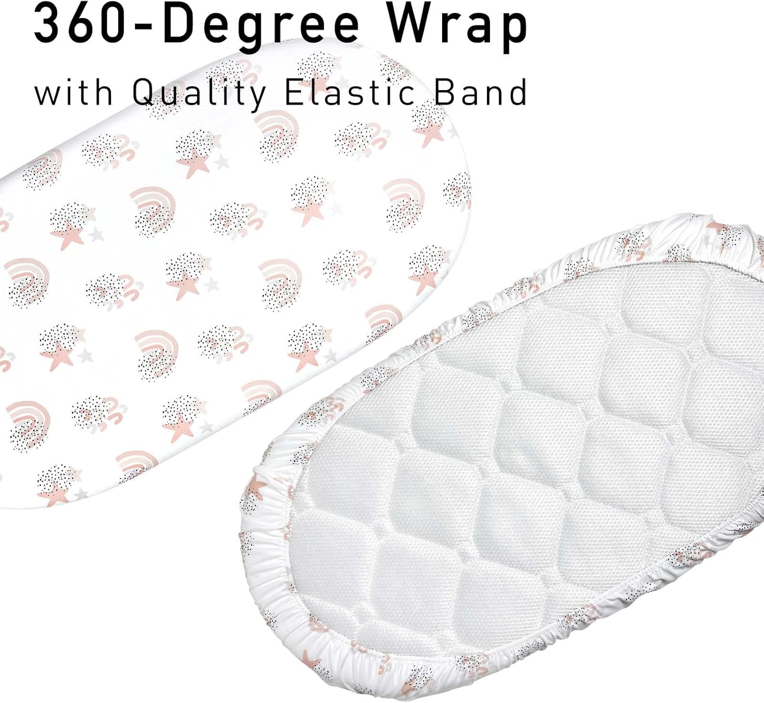 Gllquen Baby Bassinet Sheets 4 Pack, Breathable Cozy Fitted Mattress Sheet, Elastic Travel Crib Fashionable Floral Pattern, Standard Cradle Safe Sheets for Baby Boy Girls 32"X16"(Rainbow) - Deer  Rose image number 5