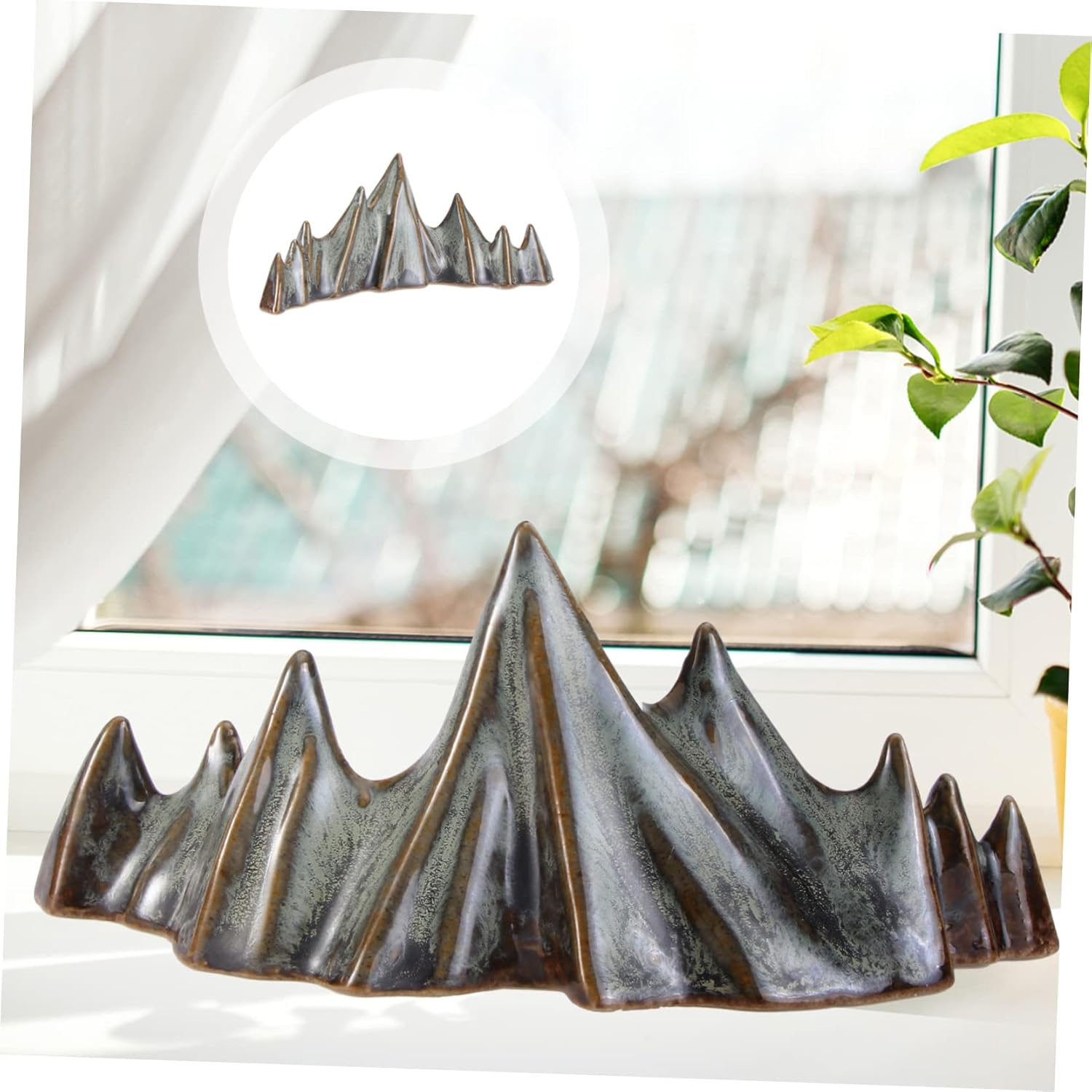 VANZACK 1Pc Ceramic Peak Ornament for Desktop -Landscape Adornment Realistic Faux Rockery Decor for for Gardening and Photo Props image number 6