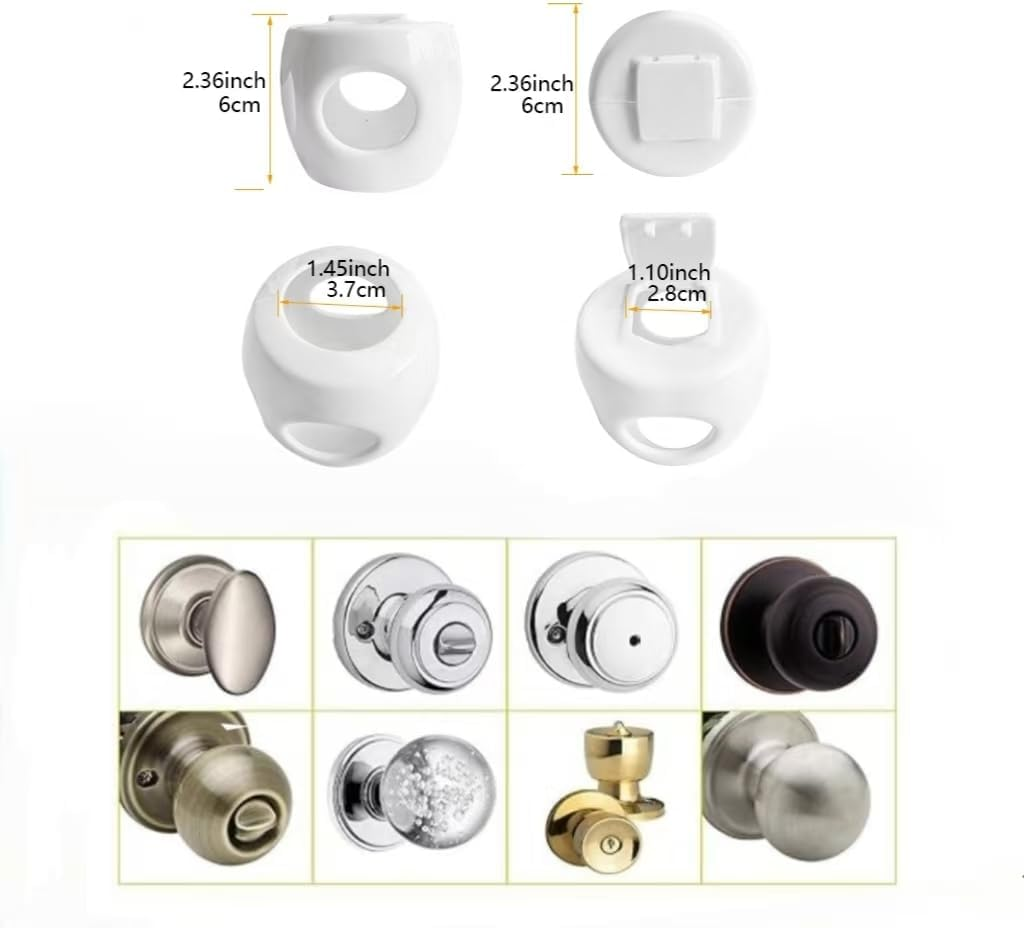 3 Pack Child Proof Door Knob Safety Covers,Easy Install Baby Door Knob Covers for Kids,Fits Most Spherical Door Knobs,Locks Cover for Doors Handle Covers Home Child Safety Protector image number 3