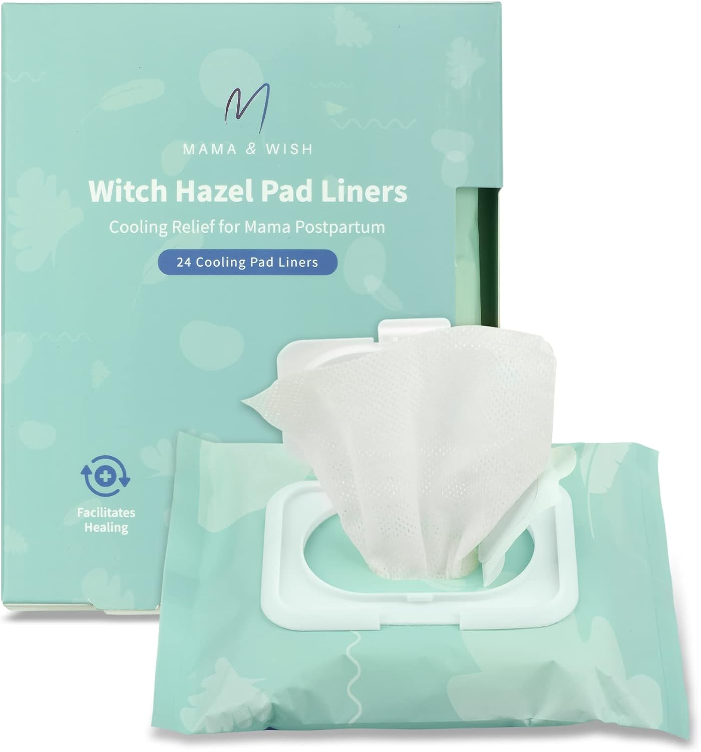 Mama & Wish Witch Hazel Pad Liners for Postpartum Care (24 Count) | Full-Length Cooling Perineal Pads Liner | Postpartum Essentials | Ice Pads Postpartum Liner - Witch Hazel Pads for Postpartum Care image number 3