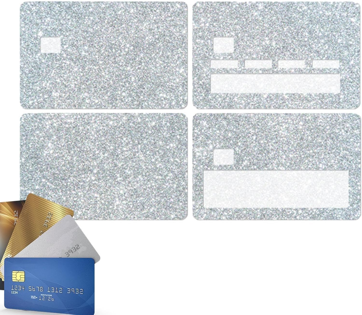 LNYMZD Silver Credit Card Skin Stickers | Removable Bling Card Skins Covering - Bubble Free Bank Card Protecting Wrap, Card Protection Film, Slim Card Protector Desk Accessories and Storage Products image number 4