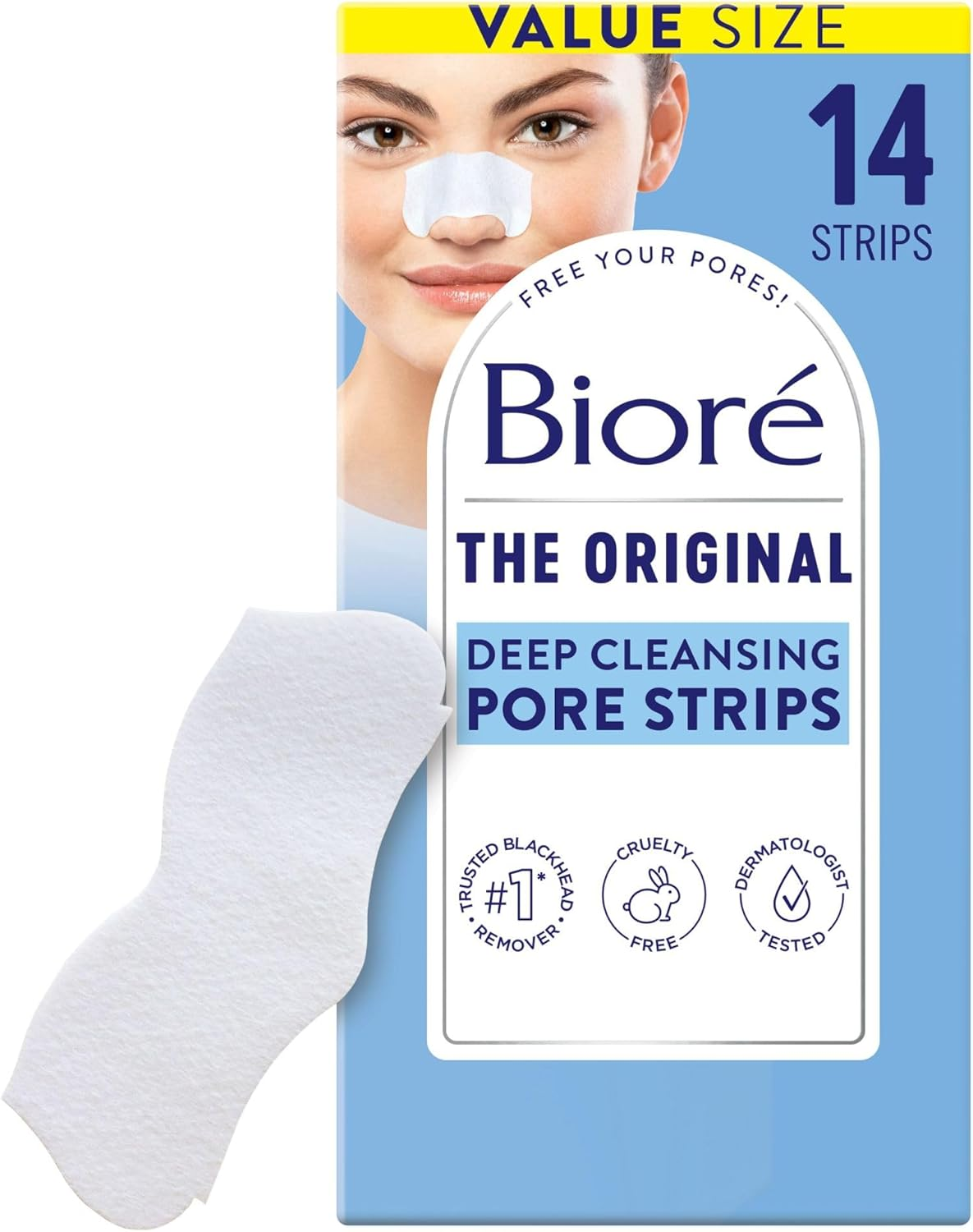 Bior&eacute; Original Blackhead Remover Strips, Deep Cleansing Nose Strips with Instant Pore Unclogging, Features C-Bond Technology, Oil-Free, Non-Comedogenic Use, 14 Count image number 4