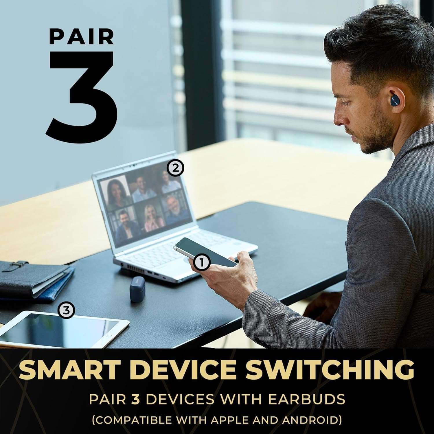 Technics - High Fidelity Wireless Bluetooth Earbuds with Advanced Noise Cancelling, 3 Device Multipoint Connectivity, Wireless Charging, High Resolution Audio + Calls