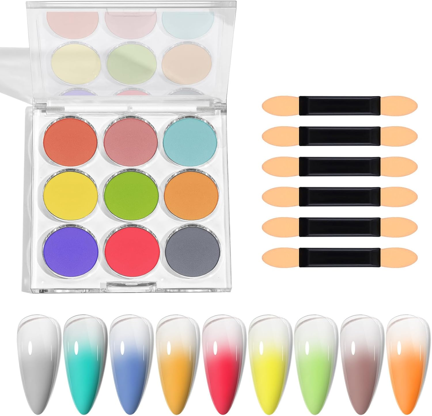 Pigment Nail Powder - Mirror Finish Rainbow | 9 Colors,Art Gradient Rainbow DIY Decoration for Women Girls Easter Halloween Christmas