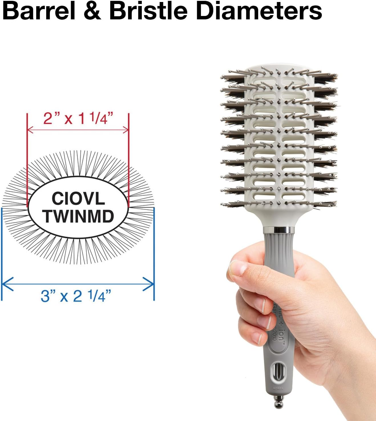 Olivia Garden Turbo Vent Oval Twin & 100% Boar Hair Brush CIOVL-TWINMD (Twin Medium) image number 1
