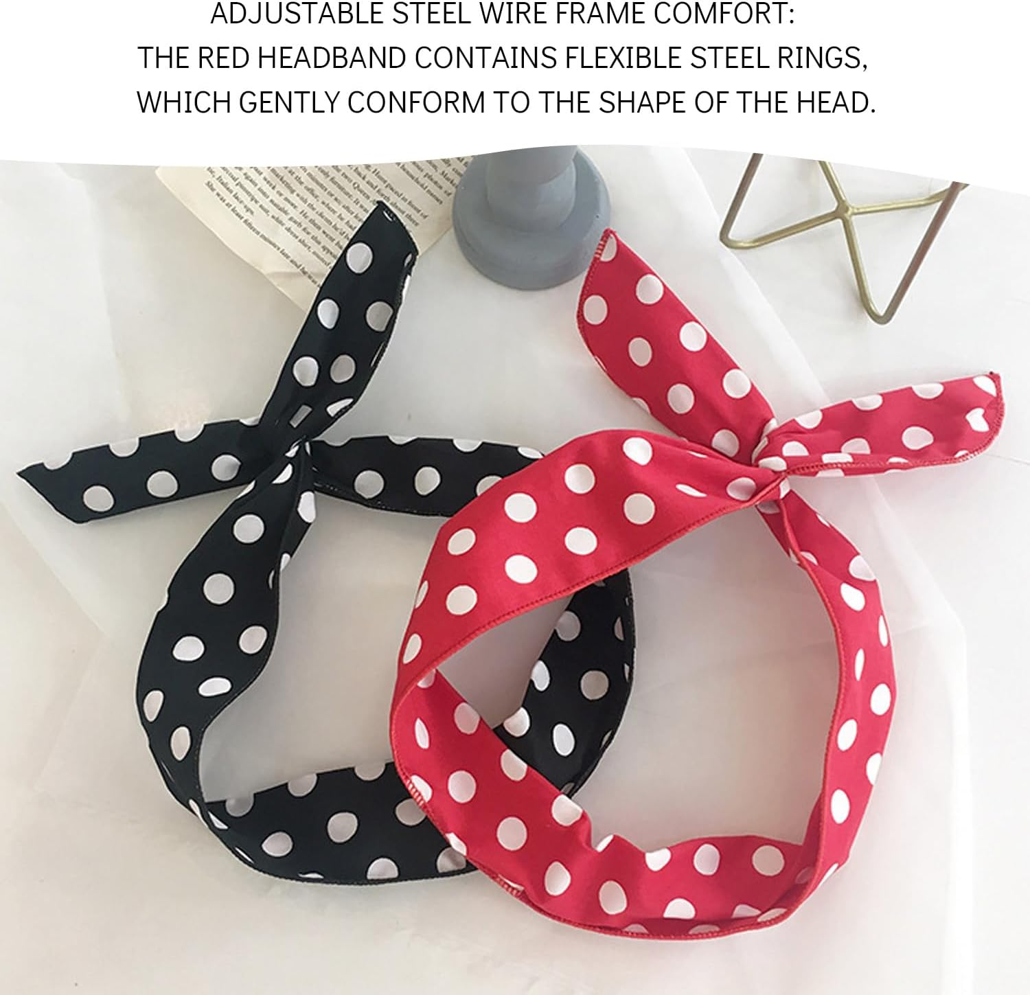 3 Bowknot Polka Dot Headbands, Fashionable Hairstyle Accessories, Streamer Silk Scarf Headpiece, Daily Dress Hair Accessories image number 4