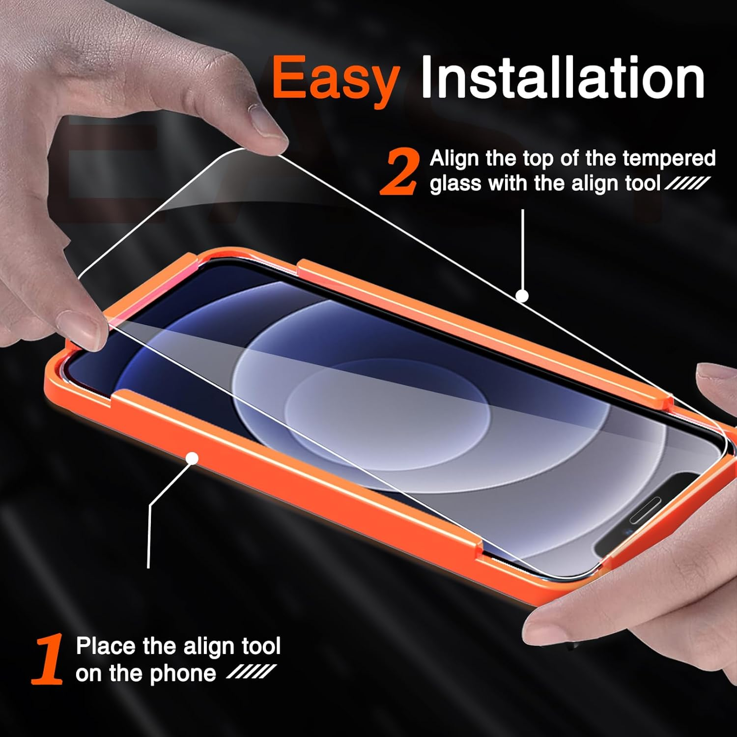 Milomdoi 3 Pack Screen Protector for Apple Iphone 12 with 3 Pack Tempered Glass Camera Lens Protector, Ultra 9H Accessories, Case Friendly, Mounting Frame, 2.5D Curved, Transparent image number 6