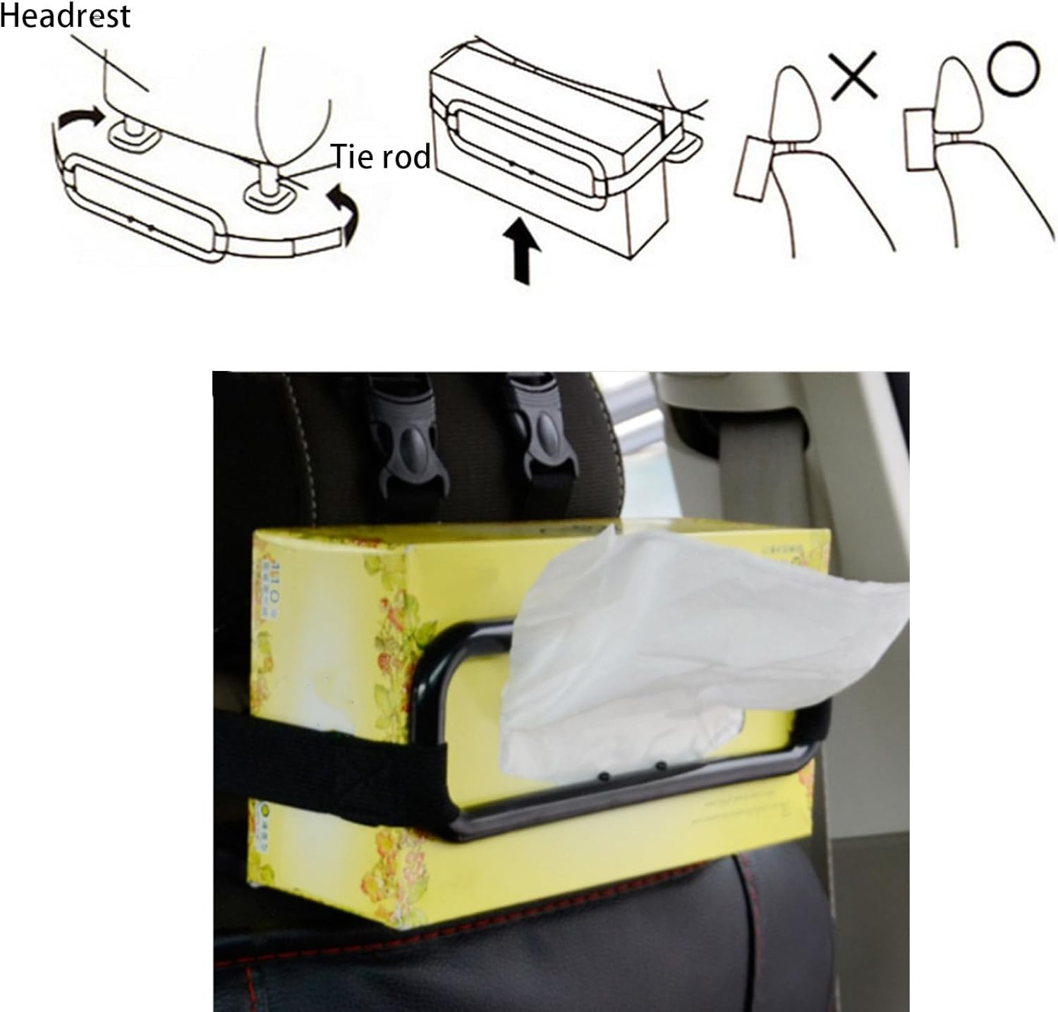 Black Car Tissue Box Holder for Car Visor and Backseat image number 3