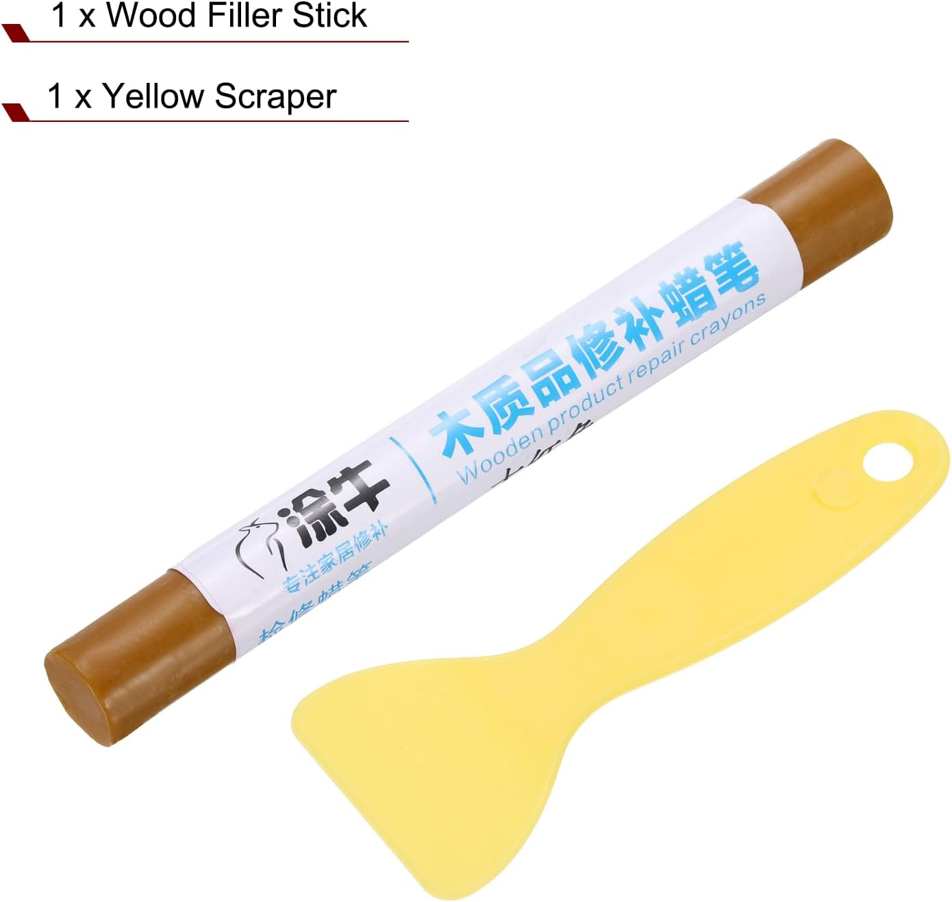 Uxcell Wood Filler Sticks Wood Furniture Scratch Repair Filler Sticks Furniture Touch up Markers with Yellow Scraper for Wood Holes Wood Floor Table Door Cabinet, Wood Brown image number 3