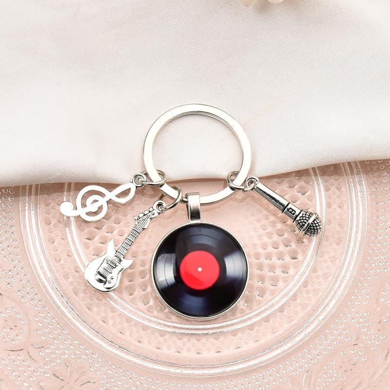 Vinyl Record Keychains for Music Lovers Cool Punk Christmas Birthday Gifts for Musician Composer Girl Boys Music Teachers Students Music Accessories Recording Player Pendant Key Chain image number 2