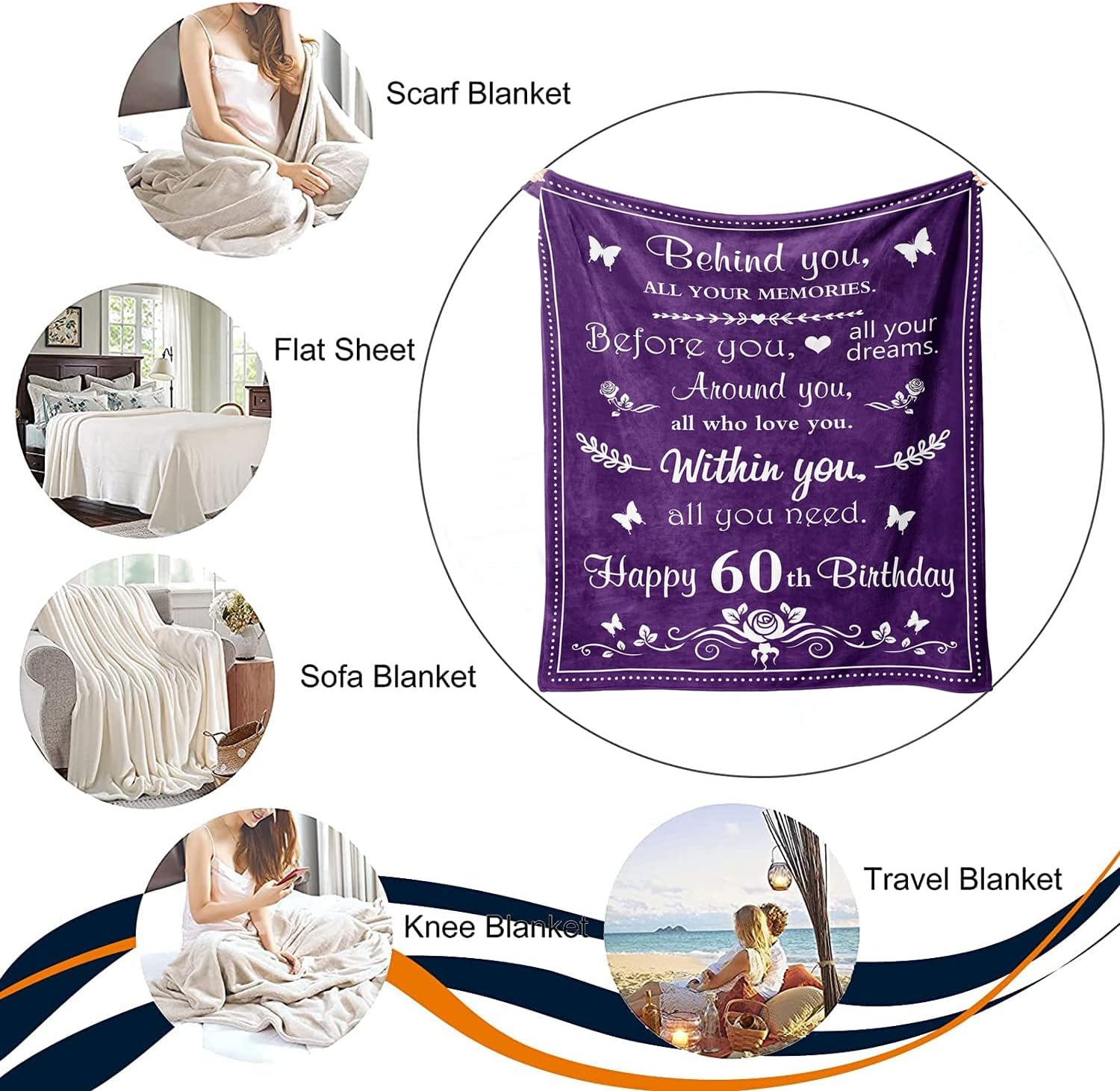 60Th Birthday Gifts for Women Men - Blanket Gift Ideas for 60 Year Old Female Male (50"X60") - 21St Birthday image number 5