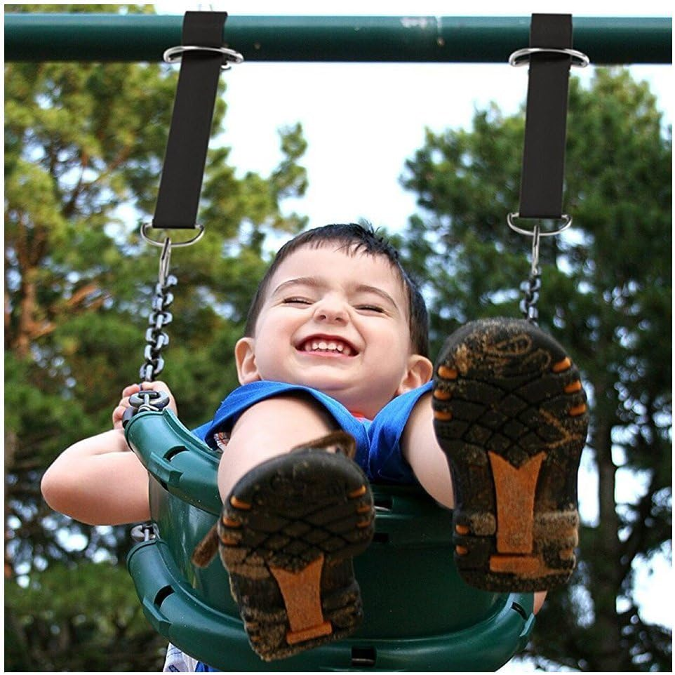 2-Pack Nylon Tree Swing Hanging Straps Kit, Holds 2000 Lbs, 5Ft X 2In Black Straps for Hanging Chair, Hammock, Swing Chair & Porch Swing image number 2