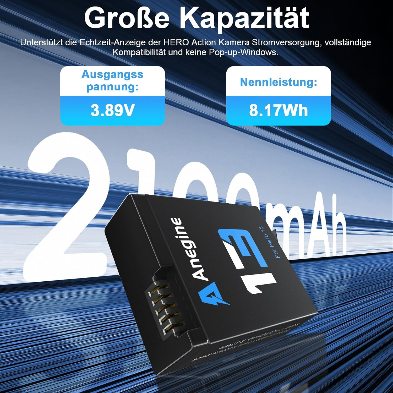 Go Pro Hero 13 Battery 2100Mah and LED 3-Slot Storage Charger for Gopro Hero 13 Black Enduro Rechargeable Battery with Type-C (3-Pack) image number 4