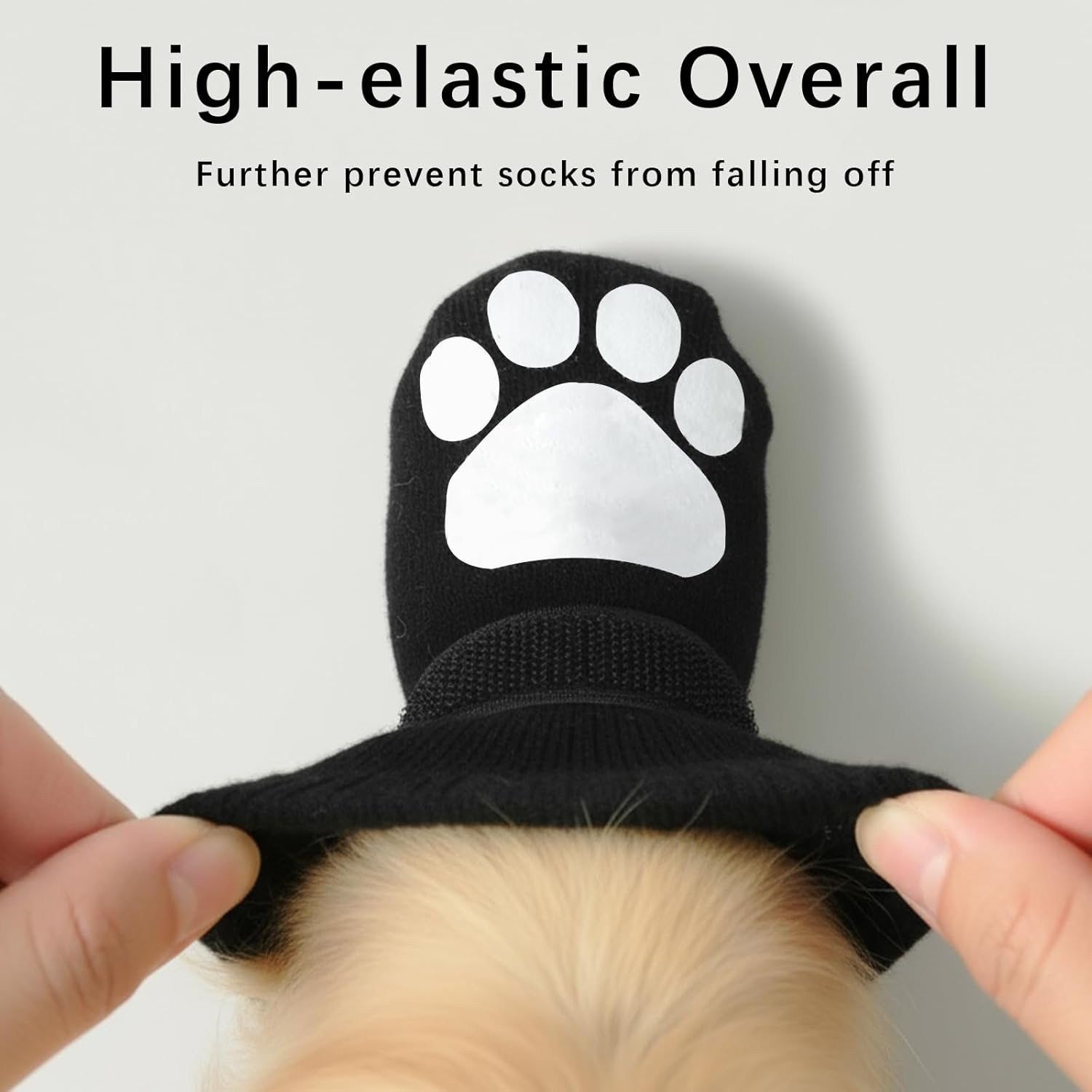 2 Pairs White Anti-Slip Dog Socks with Adjustable Straps, Paw Protectors to Stop Licking for Injured Paws, Indoor Outdoor Boots for Hardwood Floors (M) image number 6
