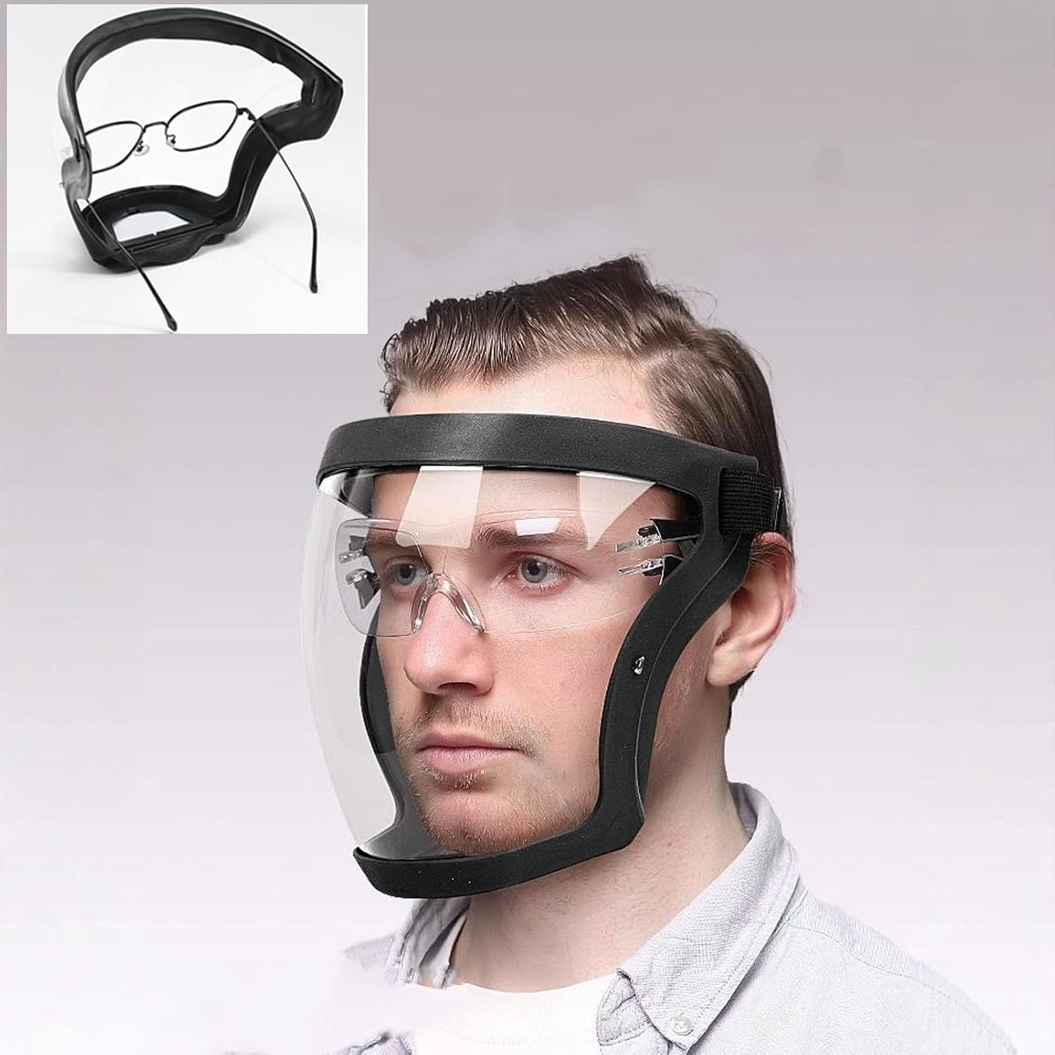 2 Pcs Face Shields for Weed Whacking,Anti-Fog Protective Full Face Mask,Safety Face Shield for Grinding and Cutting,Clear Face Shield for Weed Whacking Reusable image number 2