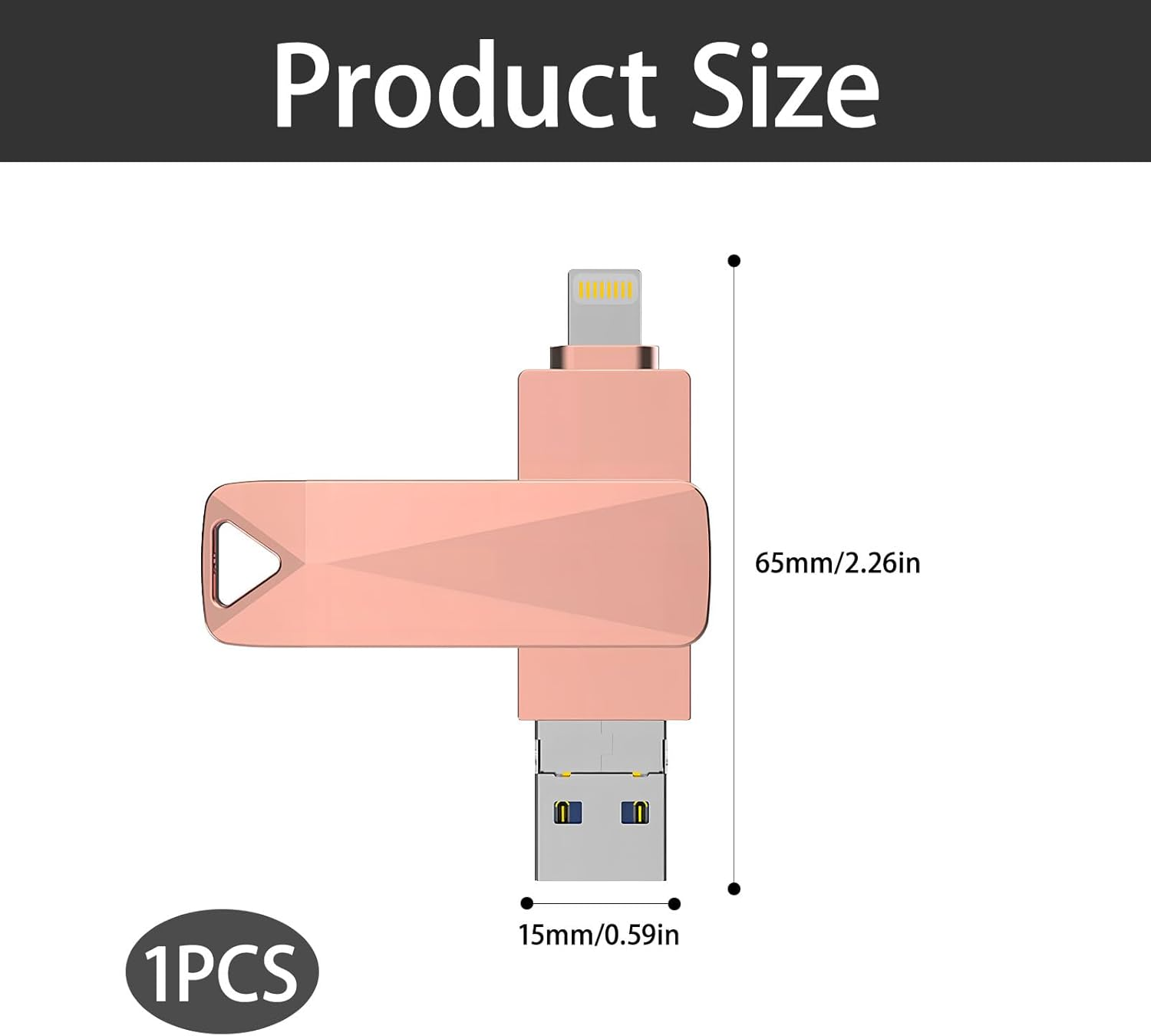 USB Drive, 4-In-1 High-Speed USB Stick, 1Tb USB Flash Drive for Backup, USB Flash Drive Suitable for Iphone, Ipad, Android, Pc and More Devices (Pink) image number 2