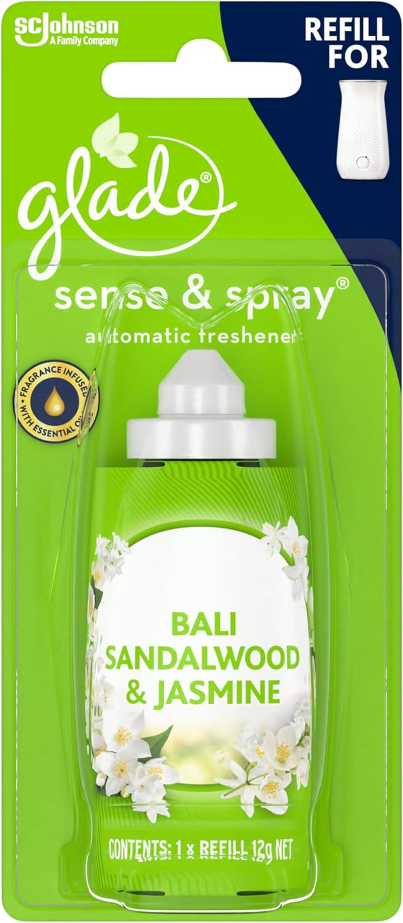 Glade Sense & Spray Automatic Air Freshener Refill Bali Sandalwood & Jasmine 12G